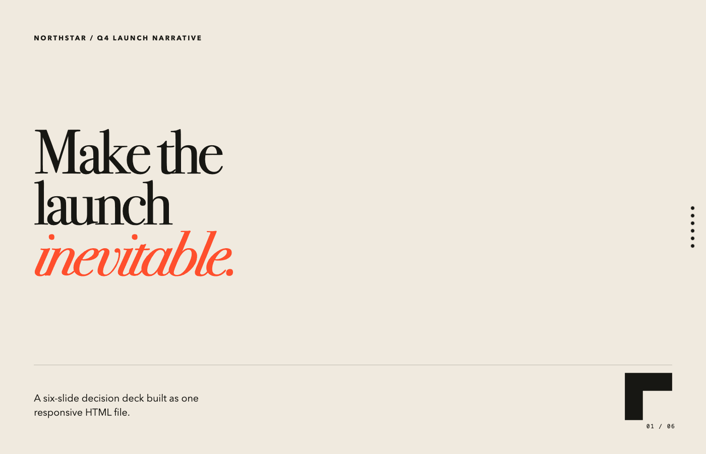 Northstar launch deck cover shown in its full browser presentation view